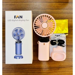 Quạt Nối Mi Cầm Tay Mini, Quạt Mini Có Đèn Led Hiển Thị Pin