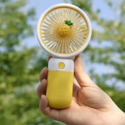 Quạt Nối Mi Siêu Bền Hình Hoa Quả Cute, Quạt Mini Cầm Tay Có Đế Để Bàn, 3 Chế Độ Gió, Pin 2- 4 Tiếng